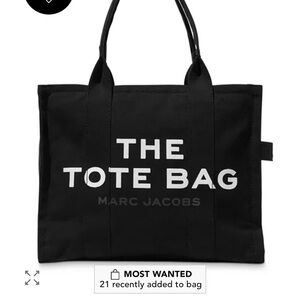 Marc Jacobs Black Canvas Tote with Bold White Logo
